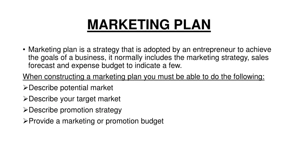 marketing plan