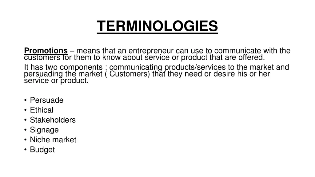 terminologies