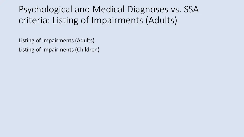 psychological and medical diagnoses