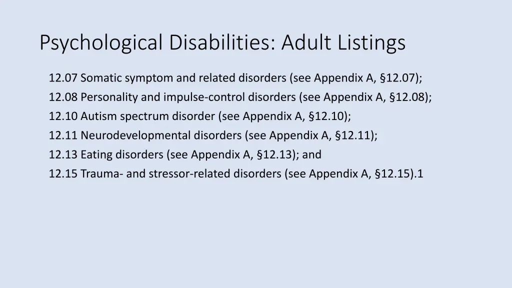 psychological disabilities adult listings 1