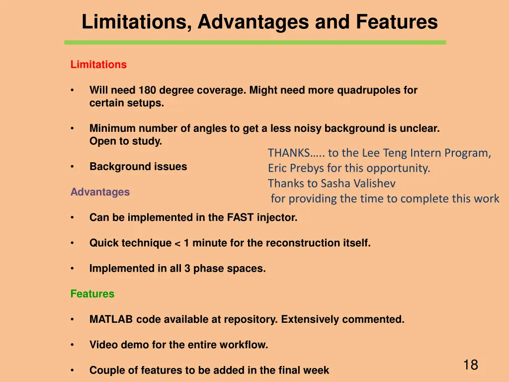 limitations advantages and features