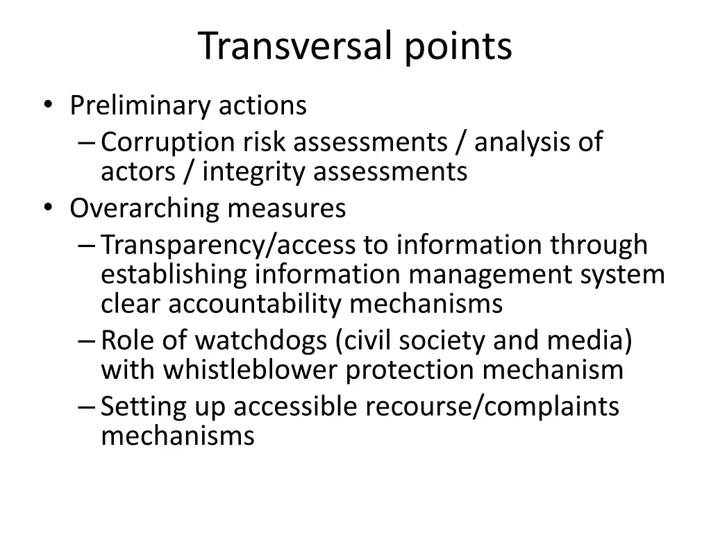 transversal points