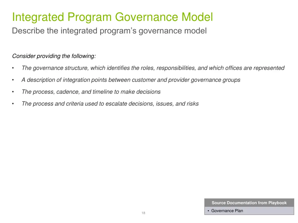 integrated program governance model