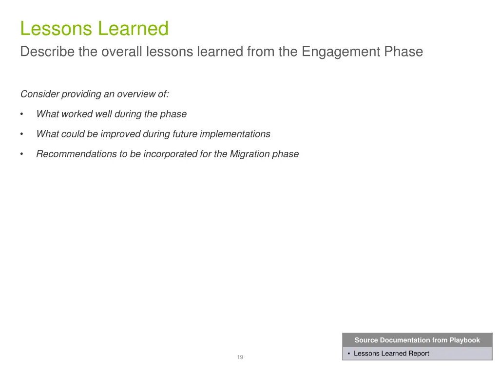 lessons learned