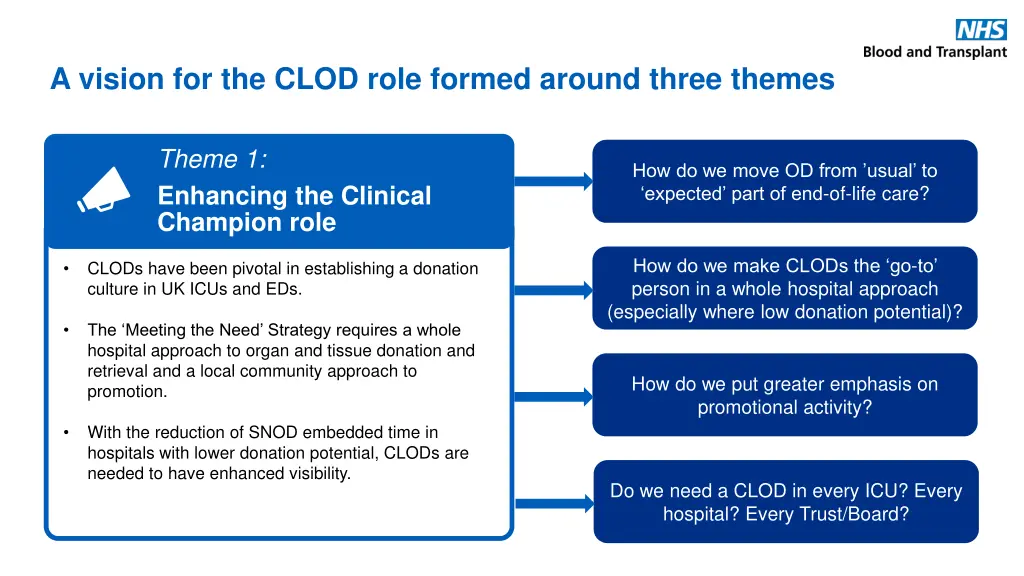 a vision for the clod role formed around three 1