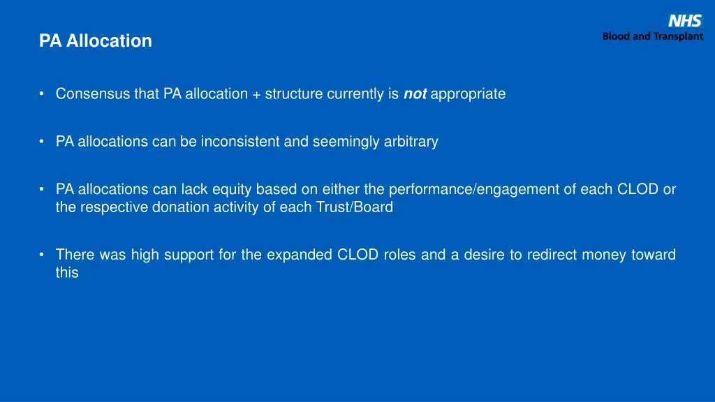 pa allocation consensus that pa allocation