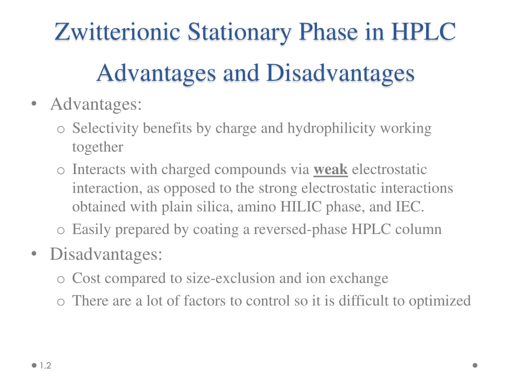 zwitterionic stationary phase in hplc advantages