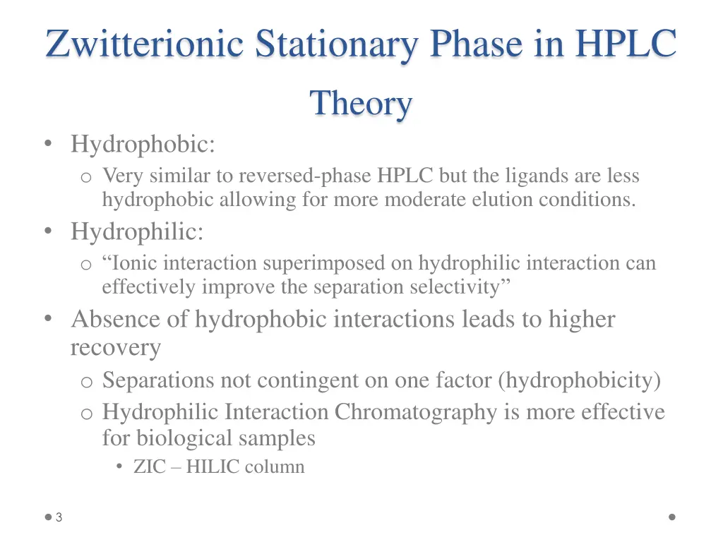 zwitterionic stationary phase in hplc theory