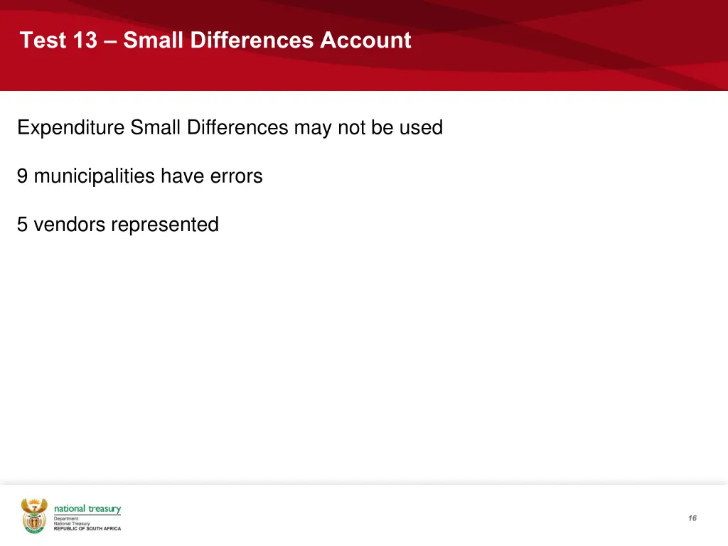 test 13 small differences account