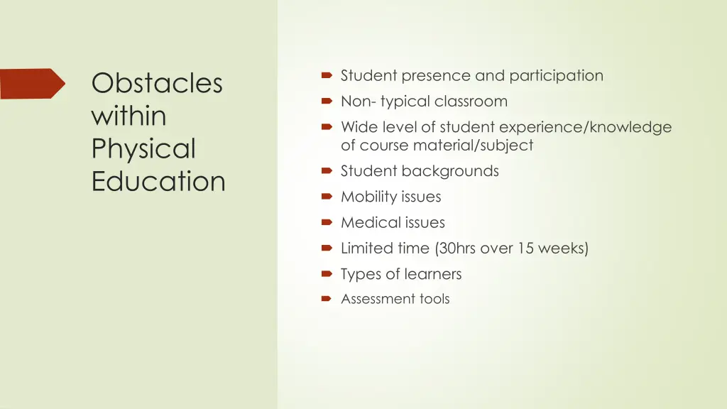 obstacles within physical education