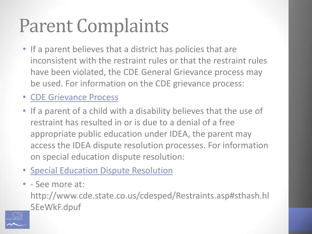 parent complaints
