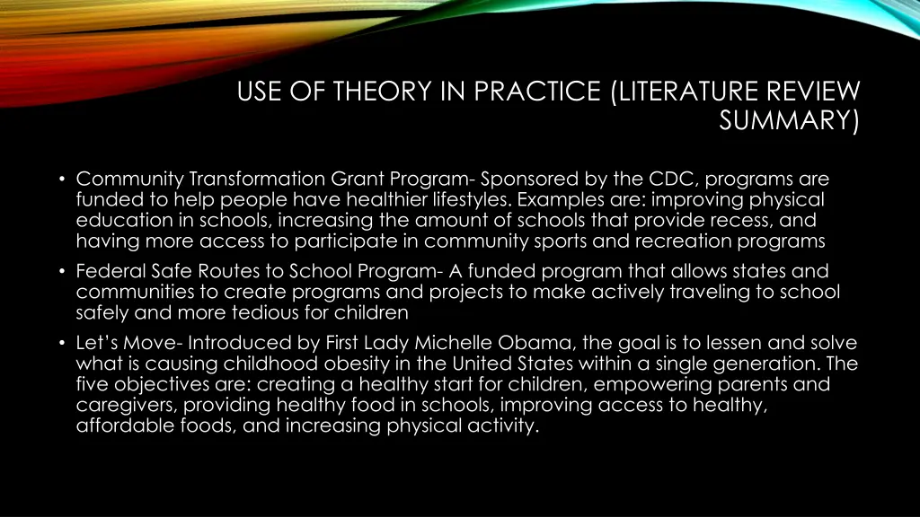 use of theory in practice literature review