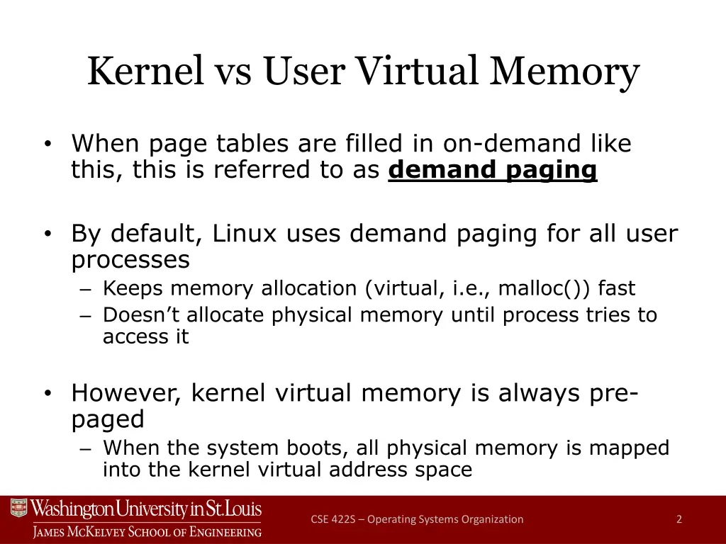kernel vs user virtual memory