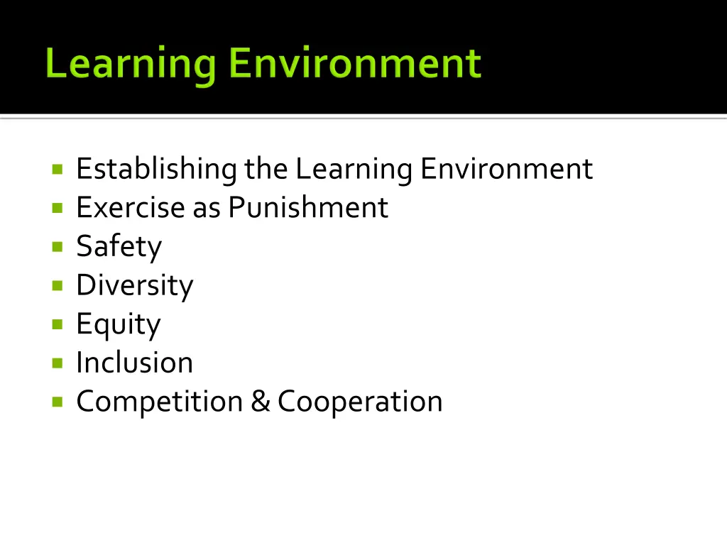 establishing the learning environment exercise