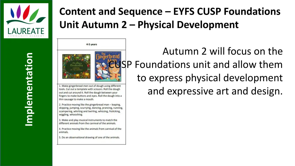 content and sequence eyfs cusp foundations unit