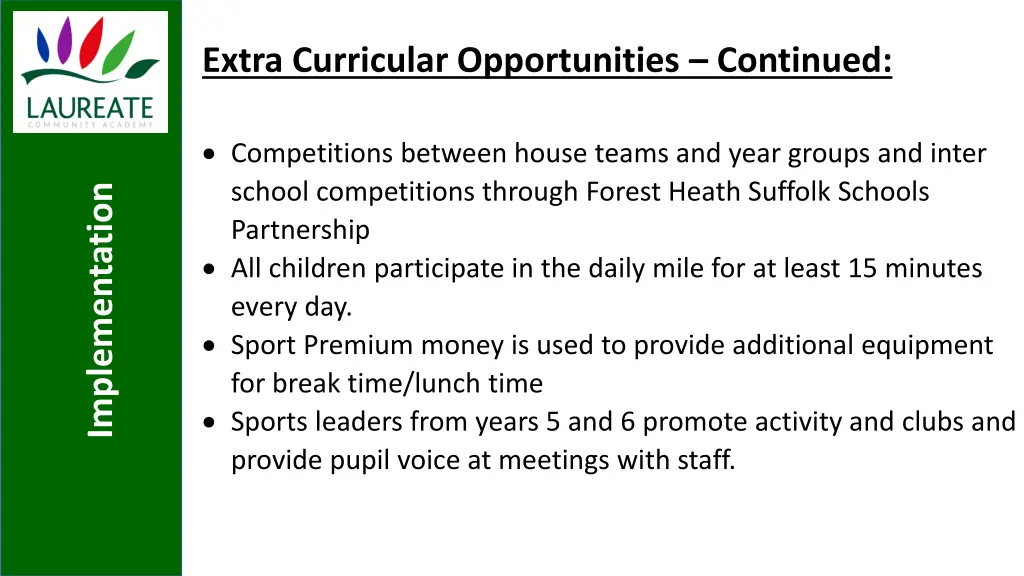 extra curricular opportunities continued