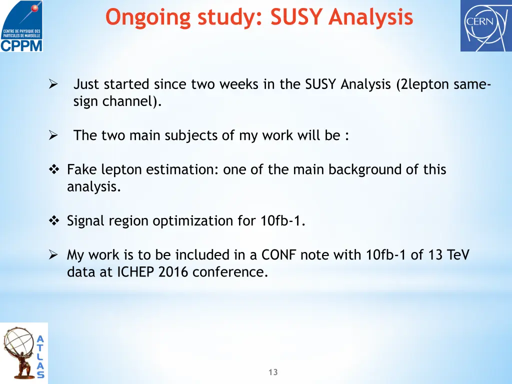 ongoing study susy analysis