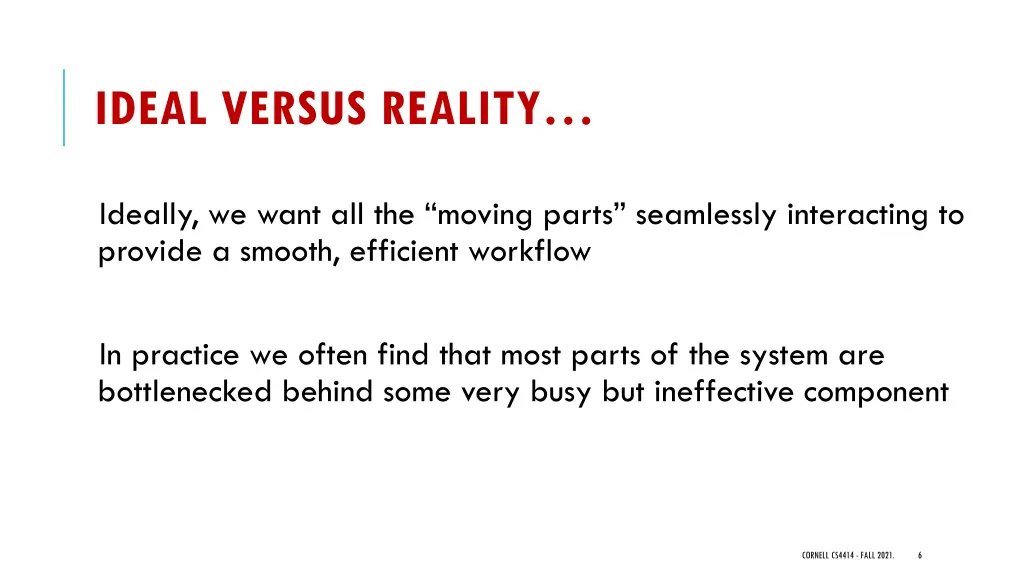 ideal versus reality