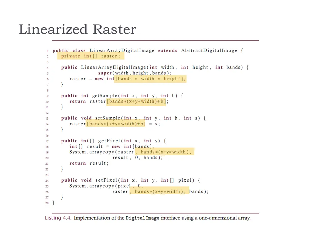 linearized raster
