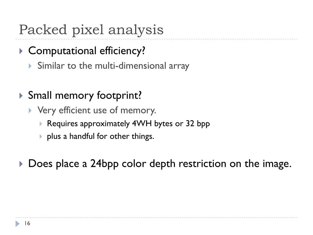 packed pixel analysis