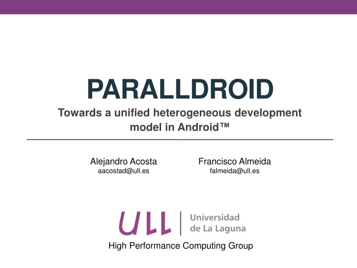 paralldroid towards a unified heterogeneous