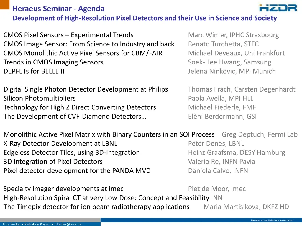 heraeus seminar agenda development of high