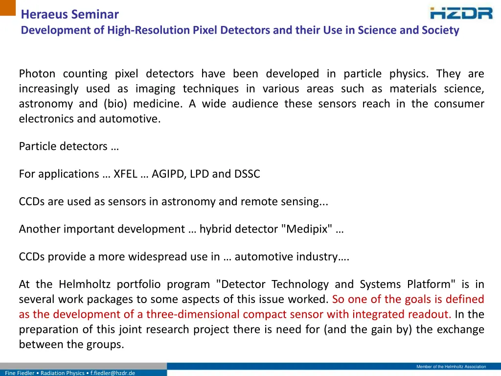 heraeus seminar development of high resolution