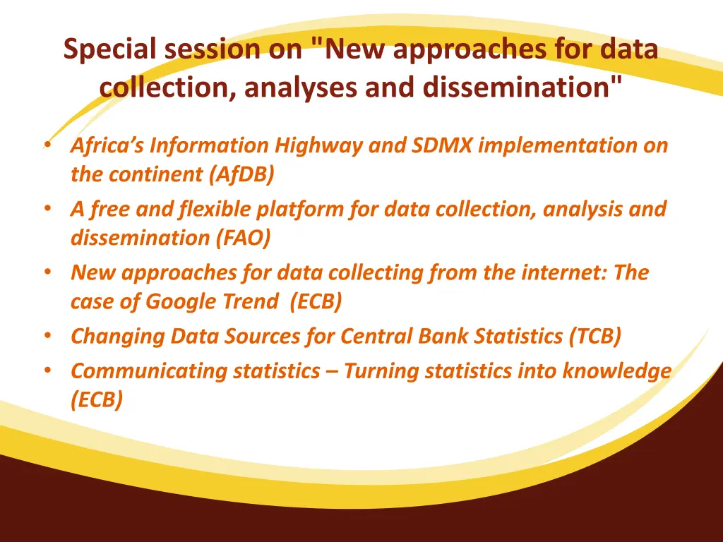 special session on new approaches for data