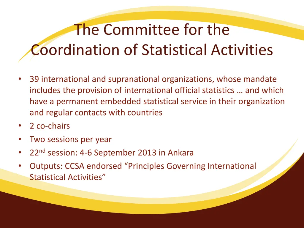 the committee for the coordination of statistical