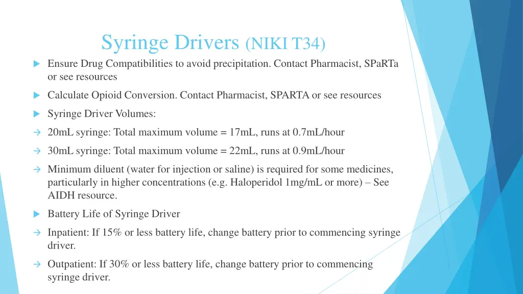 syringe drivers niki t34 ensure drug
