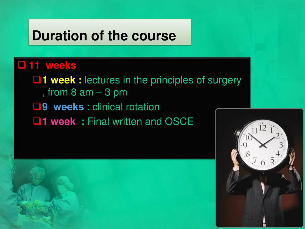 duration of the course