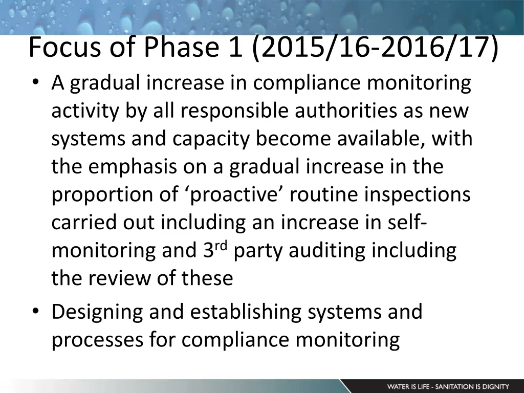 focus of phase 1 2015 16 2016 17 a gradual