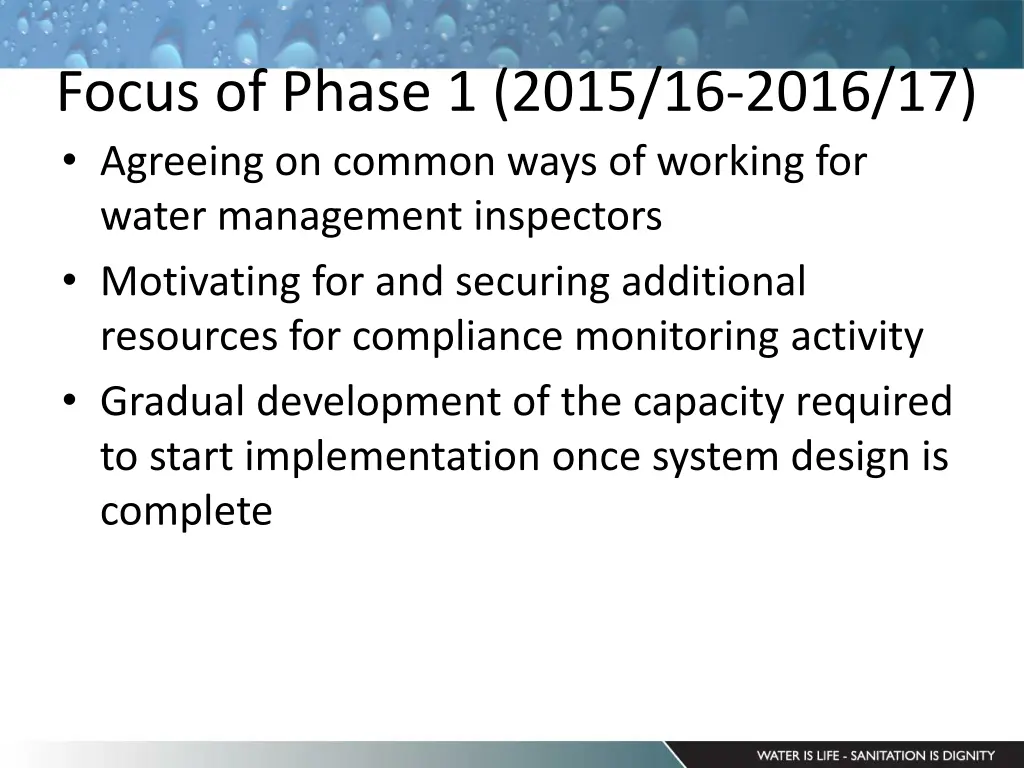 focus of phase 1 2015 16 2016 17 agreeing