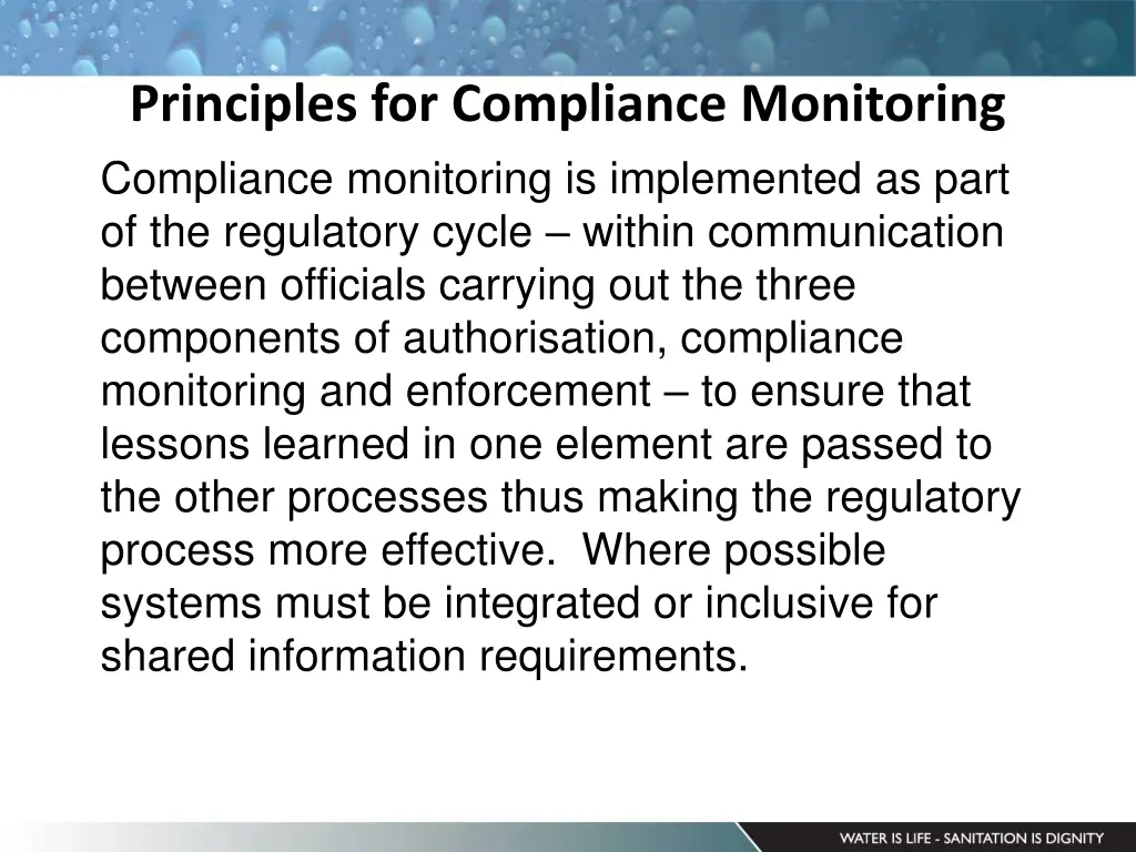 principles for compliance monitoring compliance