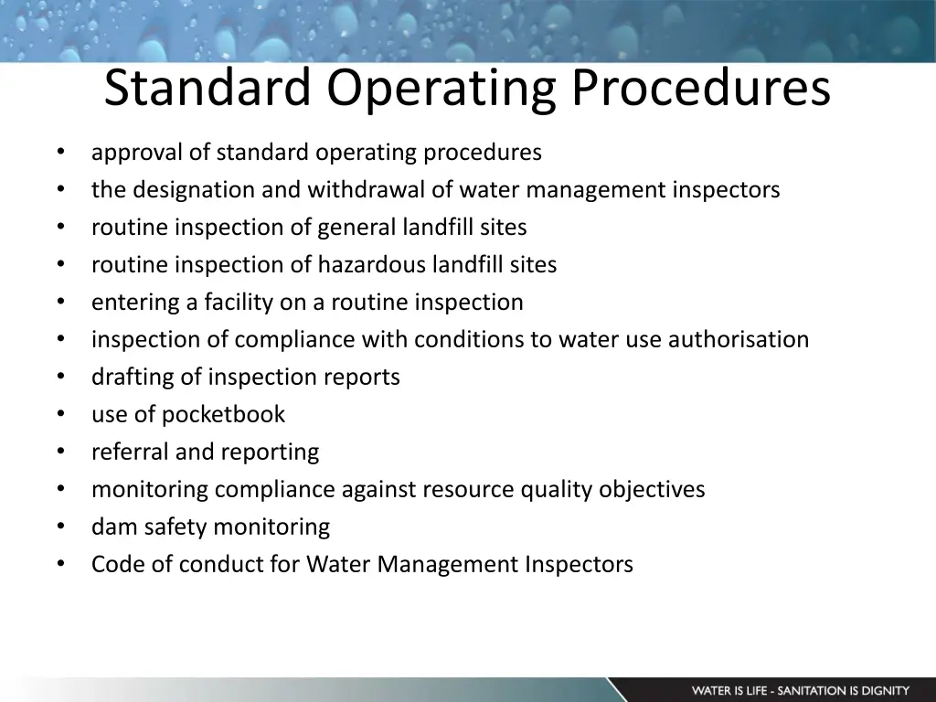 standard operating procedures