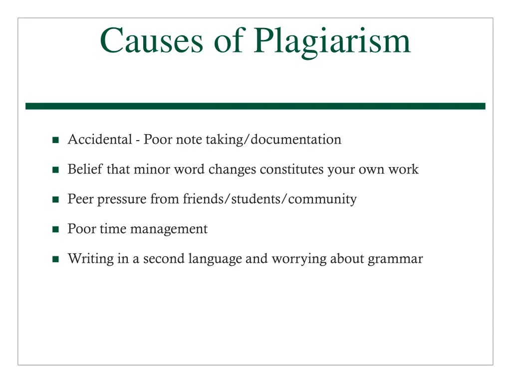 causes of plagiarism
