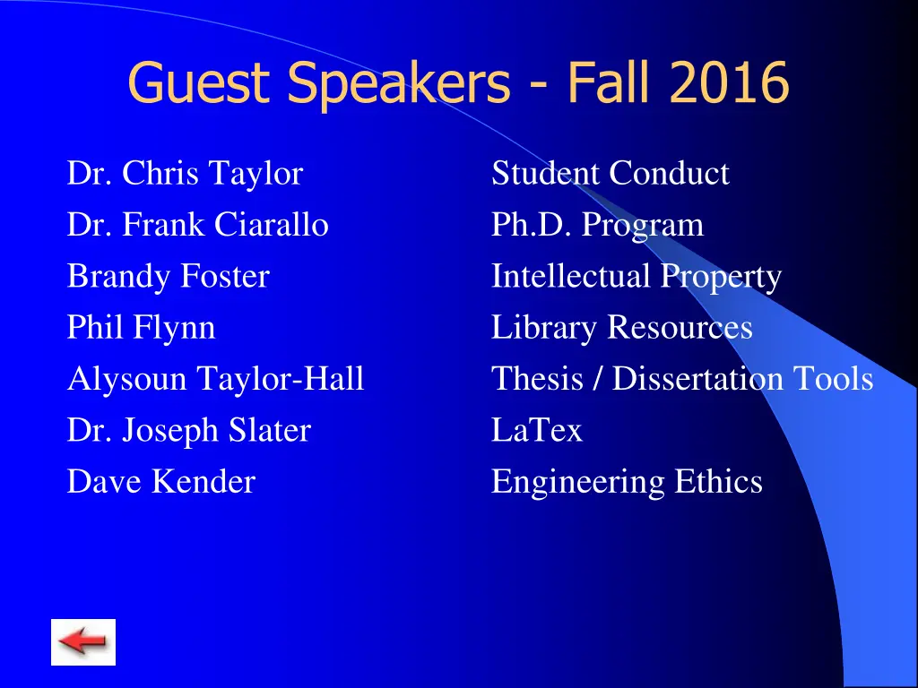 guest speakers fall 2016