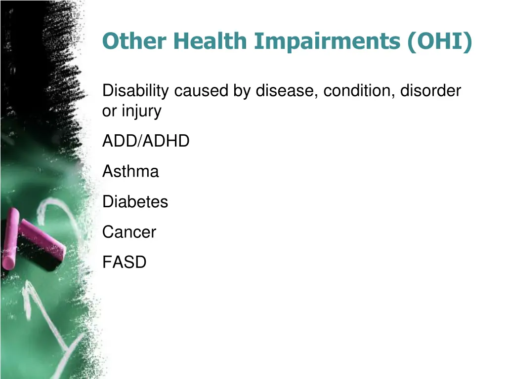 other health impairments ohi