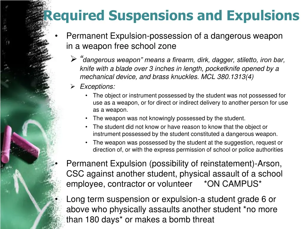 required suspensions and expulsions