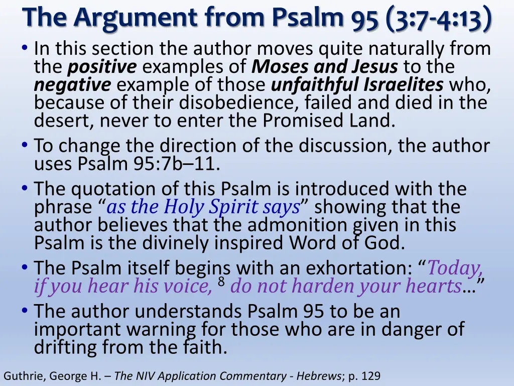 the argument from psalm 95 3 7 4 13 in this