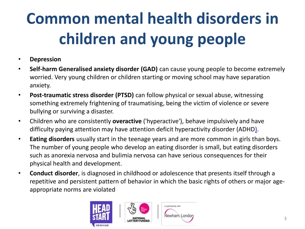 common mental health disorders in children
