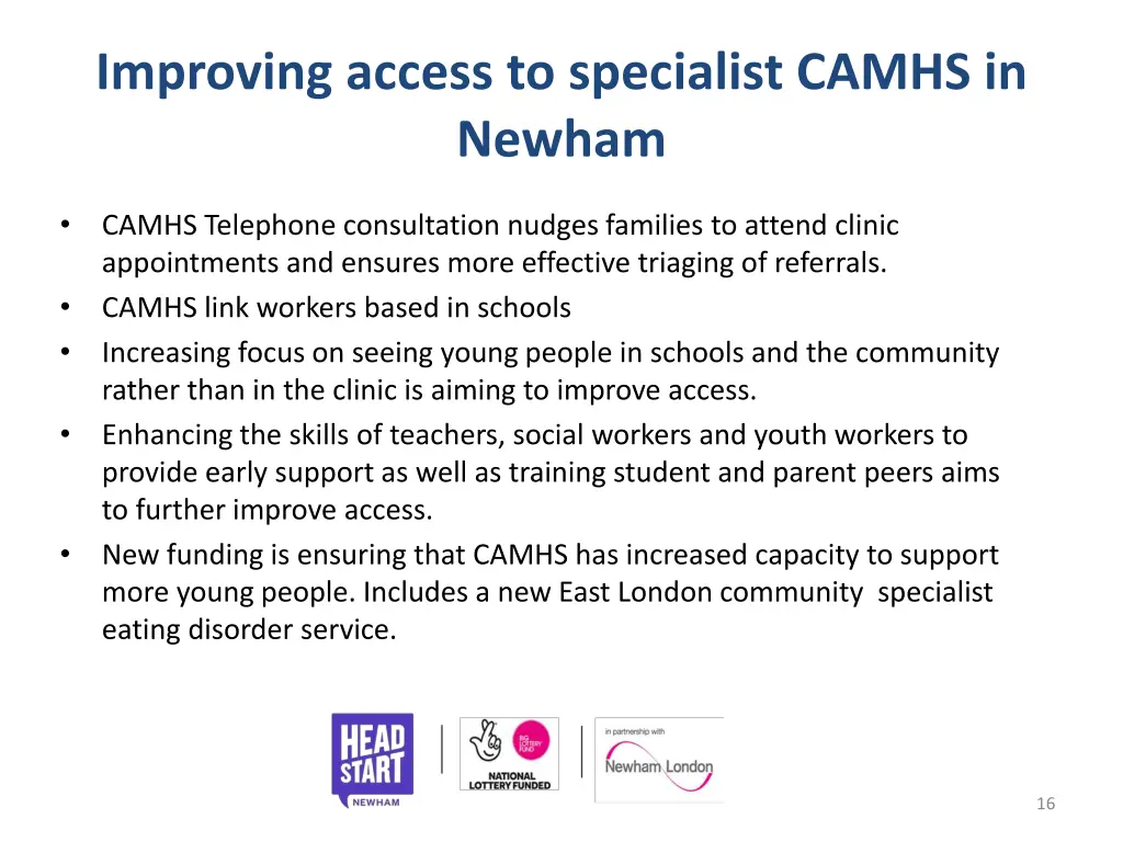 improving access to specialist camhs in newham