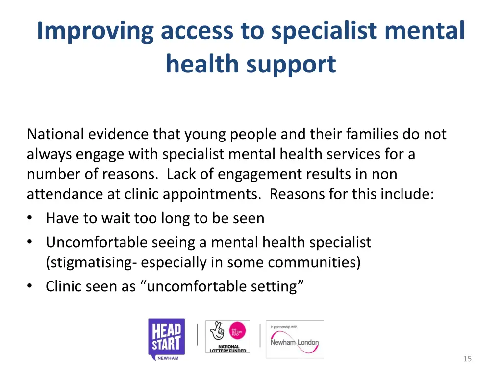 improving access to specialist mental health