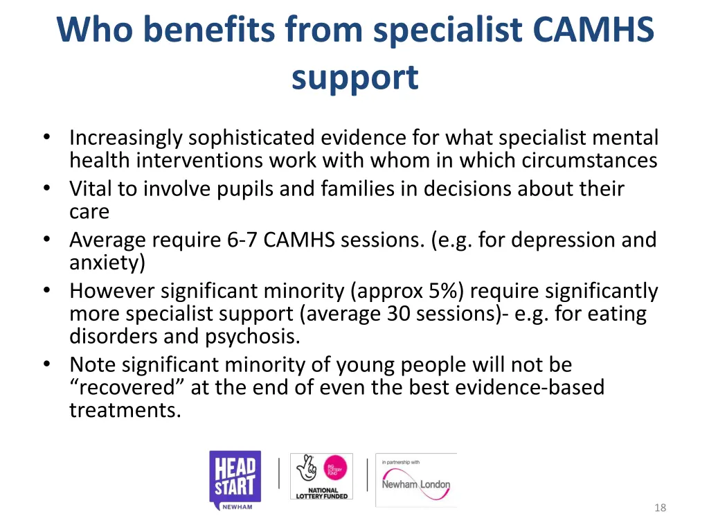 who benefits from specialist camhs support