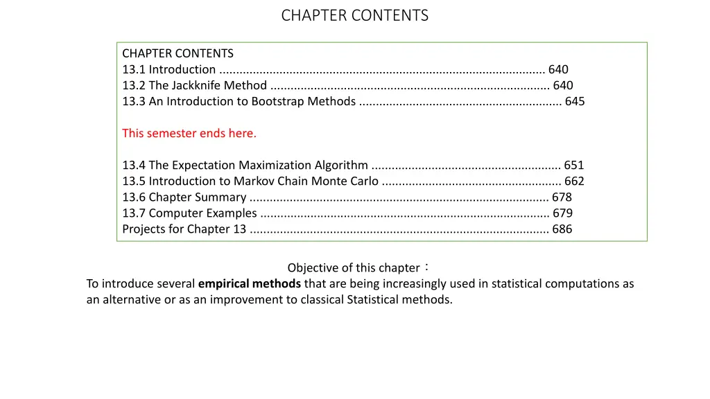 chapter contents