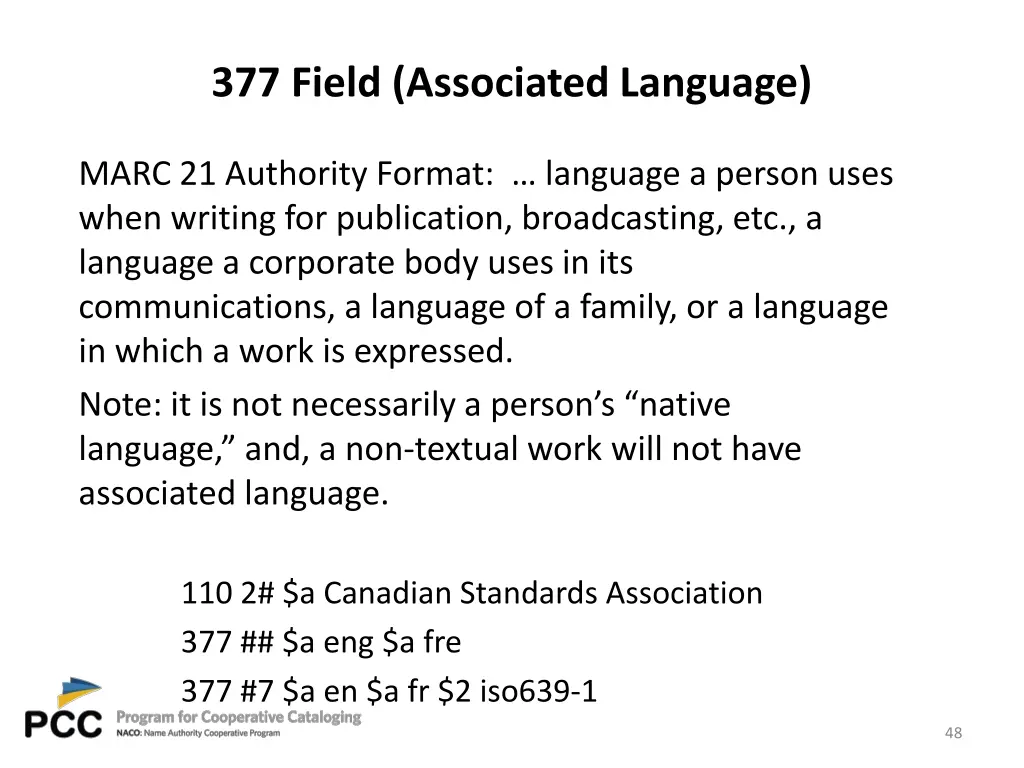 377 field associated language