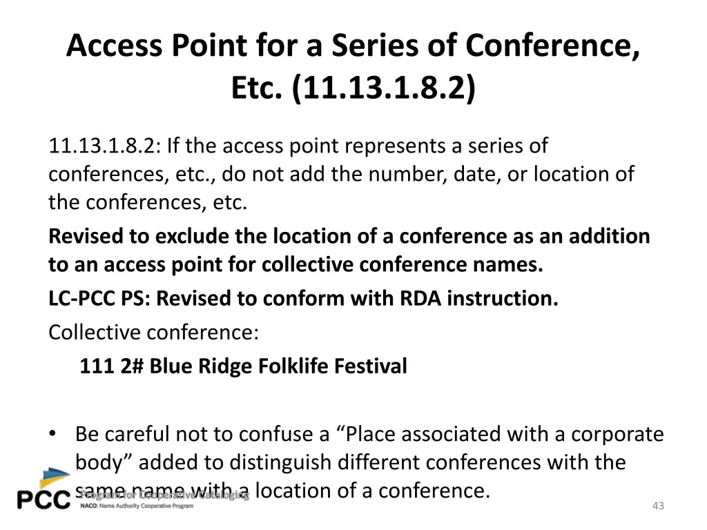 access point for a series of conference
