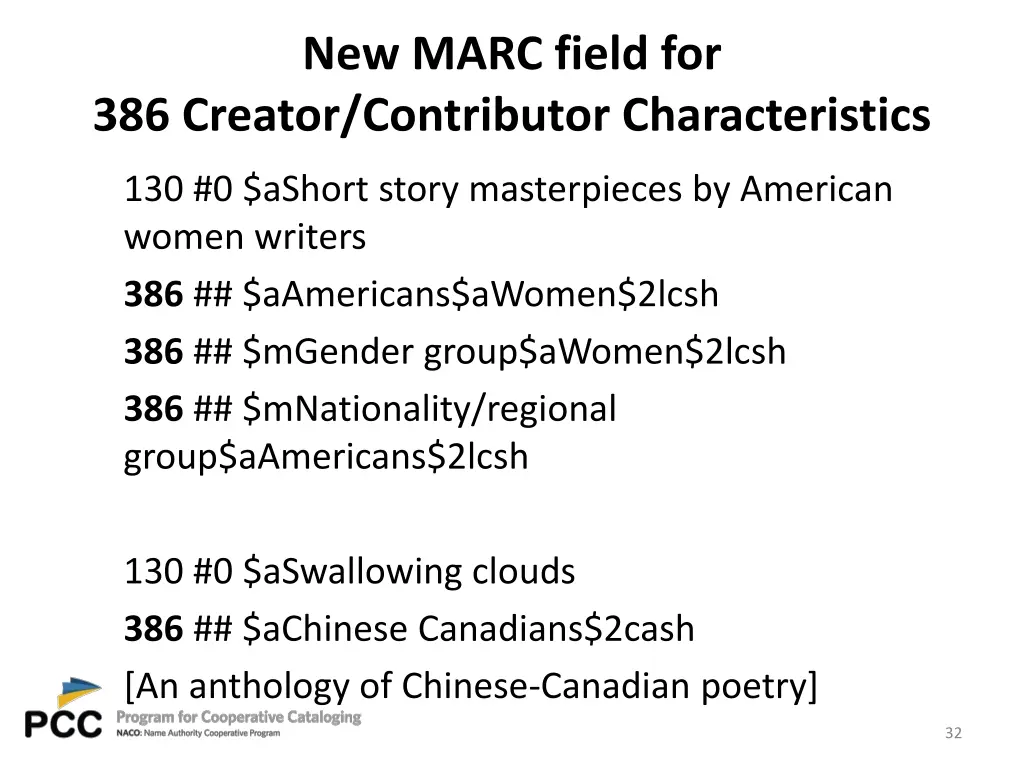 new marc field for 386 creator contributor 1