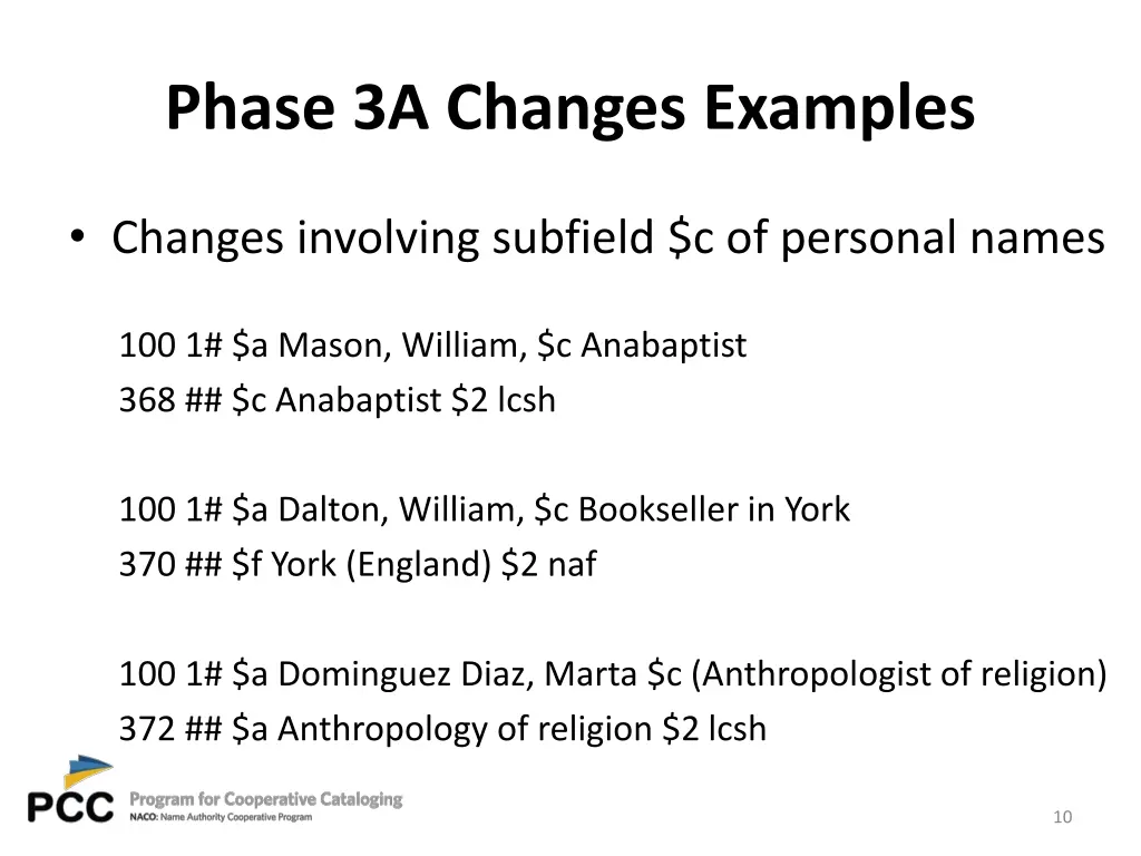 phase 3a changes examples 2