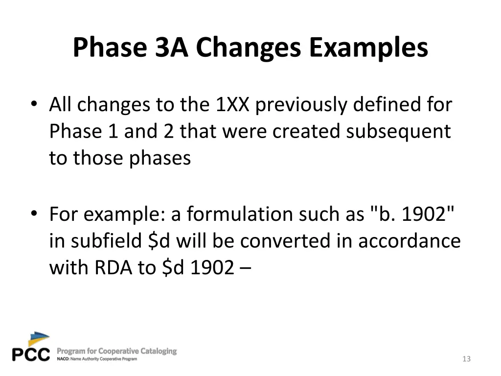 phase 3a changes examples 5